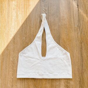 Garage White Halter Crop Top